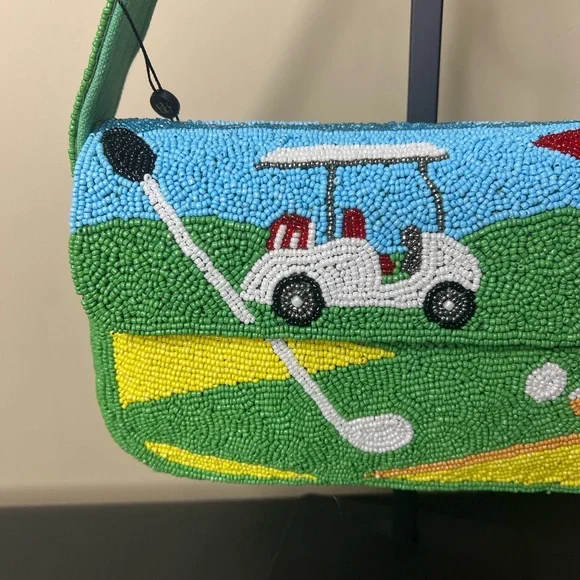 American & Beyond | Golf Enthusiasts Themed Beaded Shoulder Bag ⛳️☀️ - Picture 4 of 12
